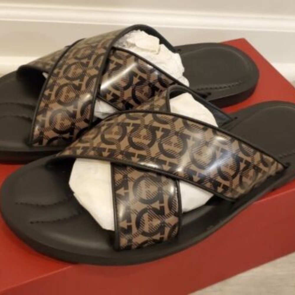 $685 Salvatore Ferragamo Men's Sion3 Gandini Slide Sandal Size 6US 39 EU  NEW